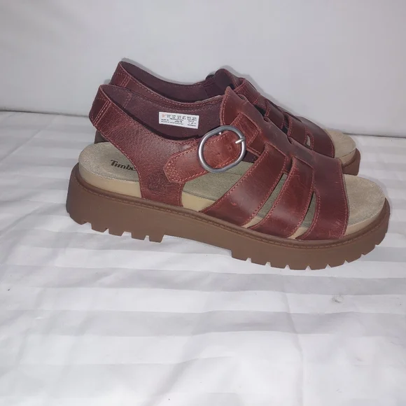 Women’s Timberland Clairemont Way Fisherman Sandal Burgundy Red 8.5 - Picture 3 of 8
